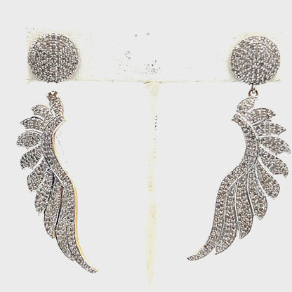 Wings 14k Solid Gold Diamond Earring