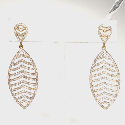 Leaf 14k Solid Gold Diamond Earring