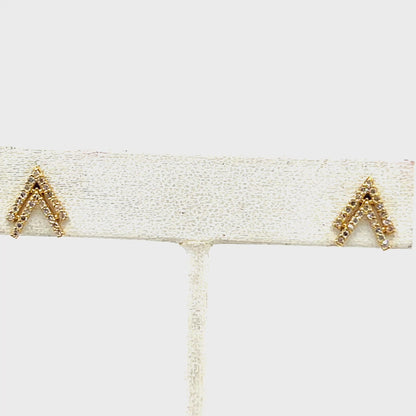 Arrow 14k Solid Gold Diamond Stud Earring. Genuine handmade pave diamond Earring. 14k Solid Gold Diamond Earring..