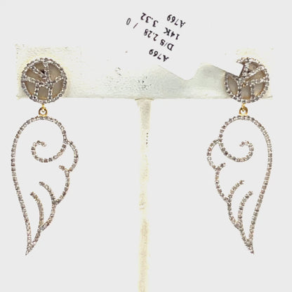 Wings 14k Solid Gold Diamond Earring