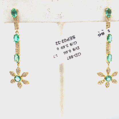 Flower 14k Solid Gold Diamond Earring