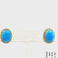 Turquoise Oval 14k Solid Gold Diamond Stud Earring. Genuine handmade pave diamond Earring. 14k Solid Gold Diamond Earring..