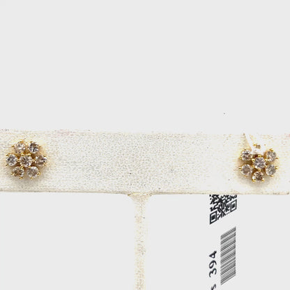 Round 14k Solid Gold Diamond Stud Earring. Genuine handmade pave diamond Earring. 14k Solid Gold Diamond Earring..