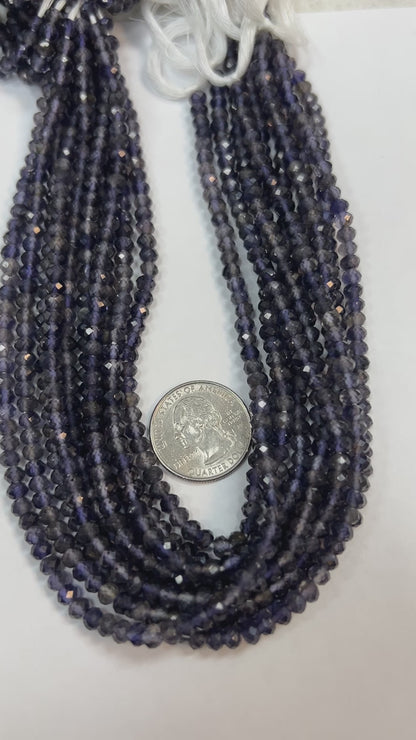 Iolite Natural Faceted Roundelle 3-4mm