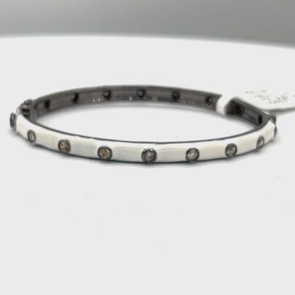 Blue and White Enamel Diamond Bangle