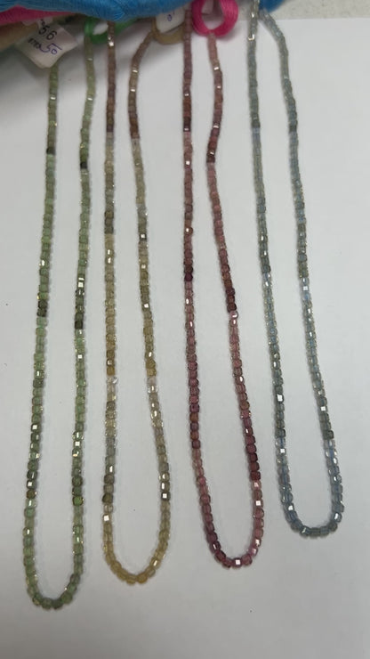Multi Color Zircon Faceted Square, Natural Zircon faceted box, faceted cube.