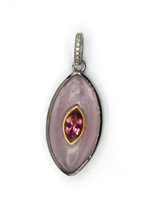 Marquise Silver Pave Diamond Pendant