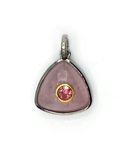 Triangle Silver Pave Diamond Pendant