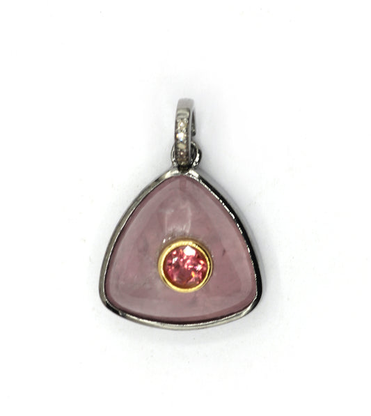Triangle Silver Pave Diamond Pendant