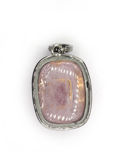 Rectangle Silver Pave Diamond Pendant