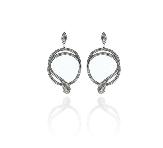 Snake Pave Diamond Earrings