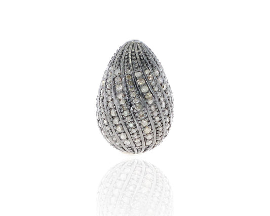 Drop Shape Silver pave diamond Beads
