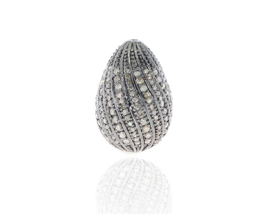 Drop Shape Silver pave diamond Beads