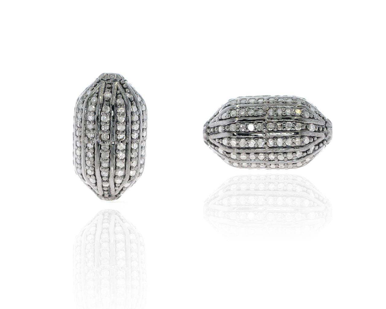 Silver and Diamond Pave  Pave Beads