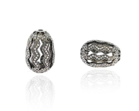 Silver and Diamond Pave Pave Beads