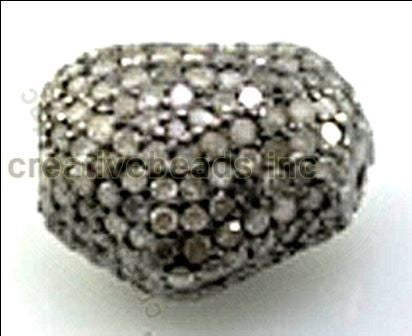 Nugget Shape silver pave diamond beads