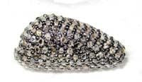 Nugget Shape silver pave diamond beads