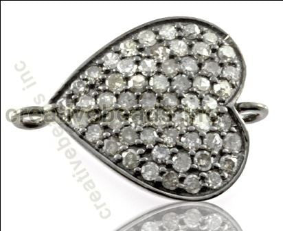 Heart Shape Pave Diamond Charm, Necklace Connector