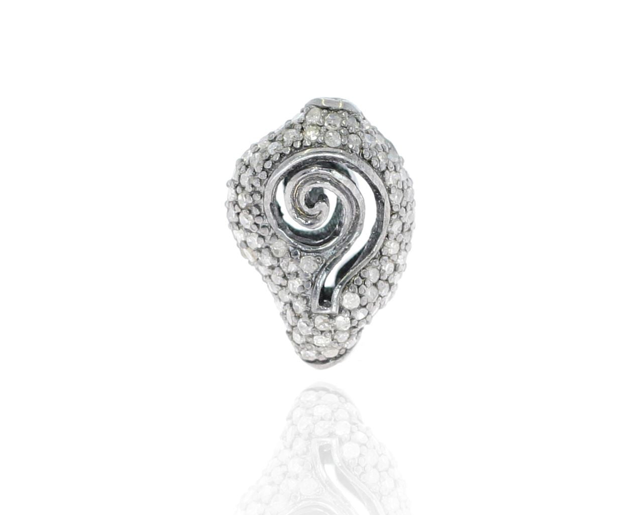 Nugget Shape Filigree Design Silver Pave Diamond Beads