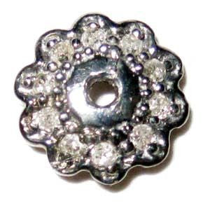 Silver and Diamond Pave  Beads Caps