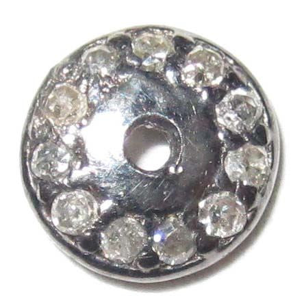 Silver and Diamond Pave  Beads Caps