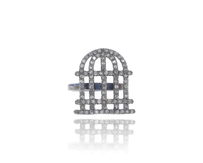 Diamond and Silver Black Rhodium Finish Ring