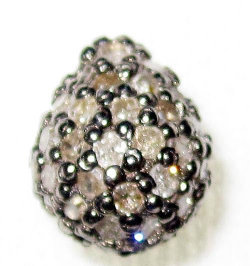 Drop Shape silver pave diamond beads