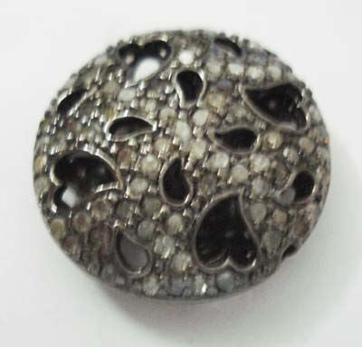 Coin Shape Filgree Pave Diamond Beads