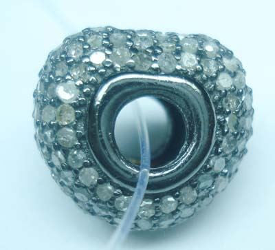 Silver and Diamond Pave  PAVE BEADS