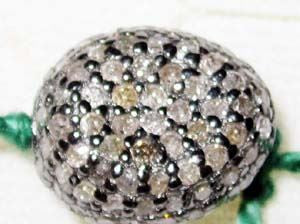 Nugget Shape silver pave diamond beads