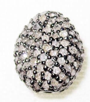 Nugget Shape silver pave diamond beads