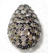 Drop Shape Silver Pave Diamond Beads
