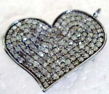 Diamond Dilapidated Heart Shape Pendant, Pave Diamond Pendant, Pave Dilapidated Heart Shape Necklace, Approx 28 x 28mm