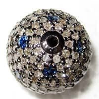 Silver and Diamond Pave PAVE BEADS