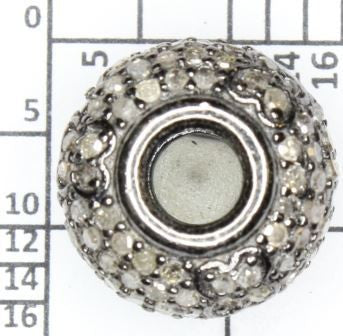 Silver and Diamond Pave  PAVE BEADS
