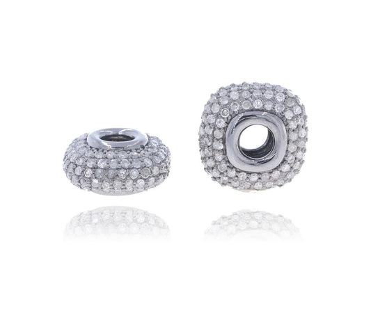 Silver and Diamond Pave  PAVE BEADS