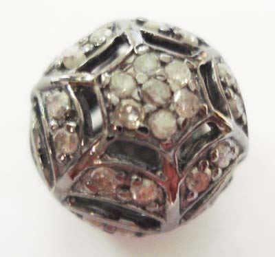 Fancy Designer Shape Silver Pave Diamond Beads