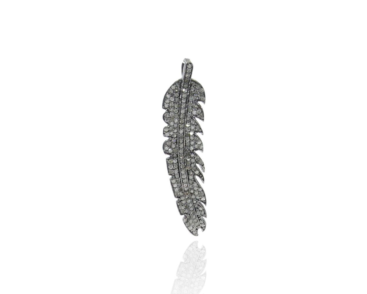 Feather Diamond And Silver Pendant