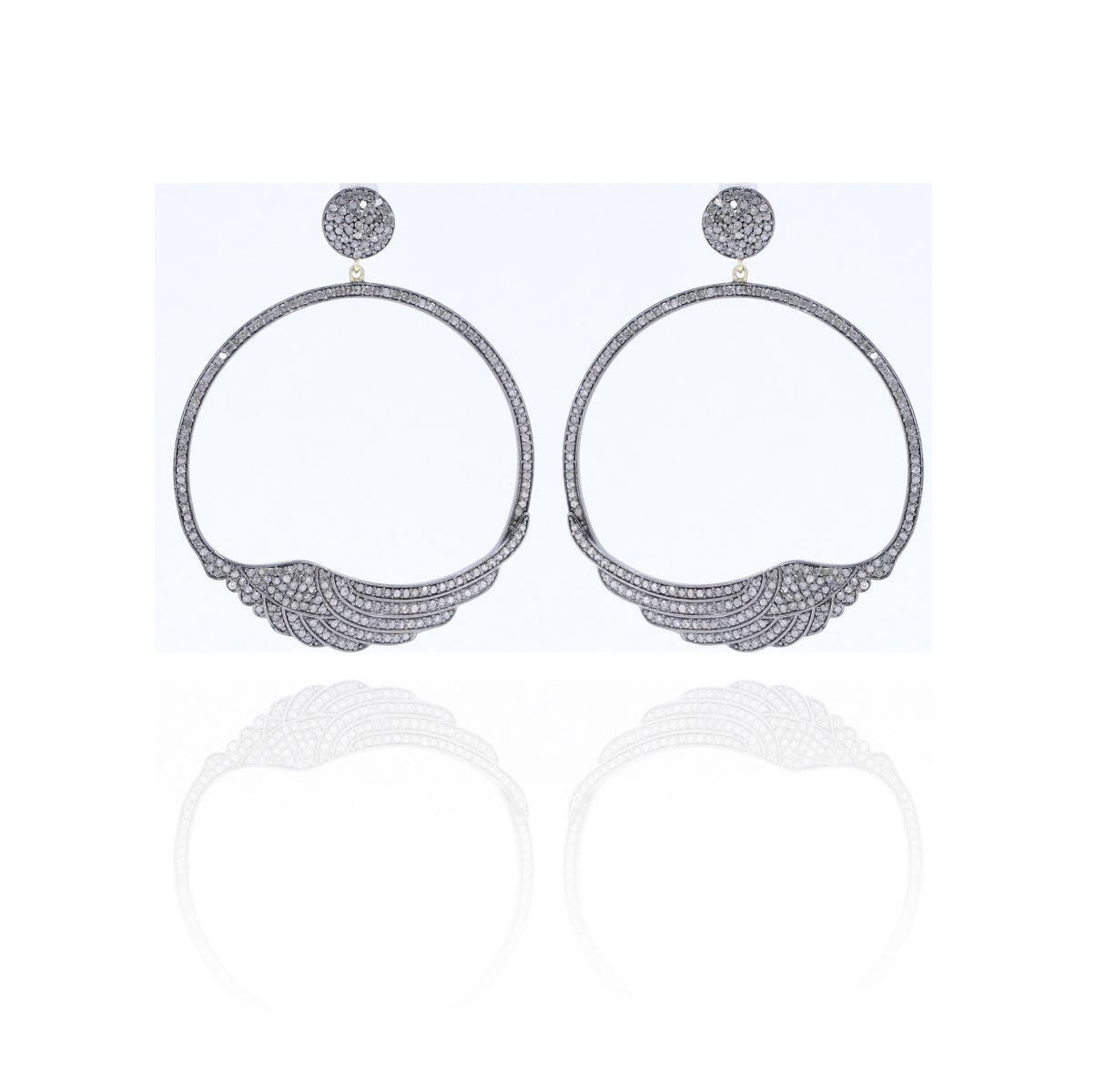 Silver and Diamond Pave EARRINGS