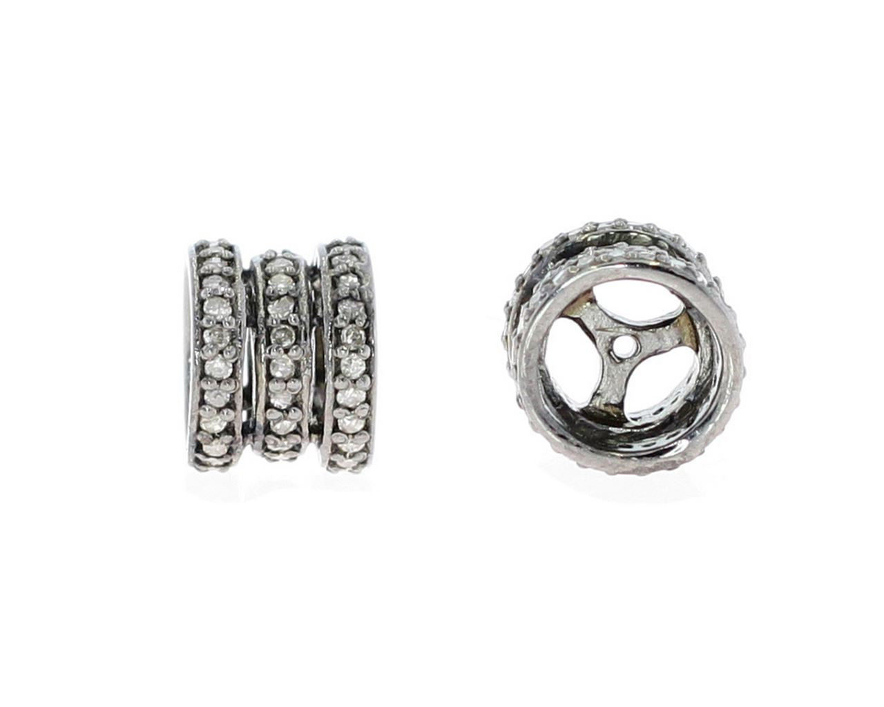 Silver and Diamond Pave Pave Beads