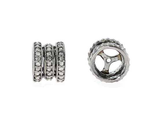 Silver and Diamond Pave Pave Beads