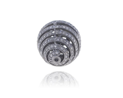 Spiral Drop Shape Silver Pave Diamond Beads