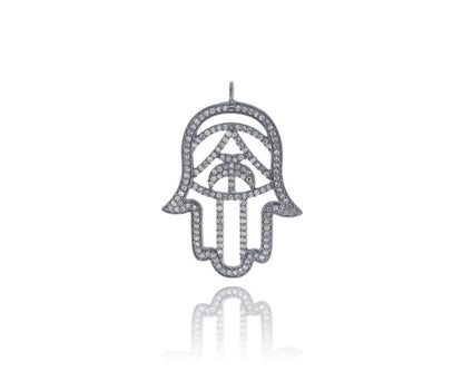 Hamsa Hand Silver and Diamond Pave  PENDANT & CHARMS