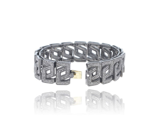 Diamond and Silver Black Rhodium Finish Bracelets