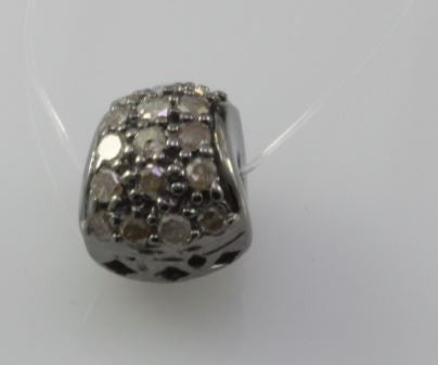 Silver and Diamond Pave  Pave Beads