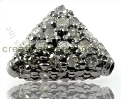 Silver and Diamond Pave  Pave Beads