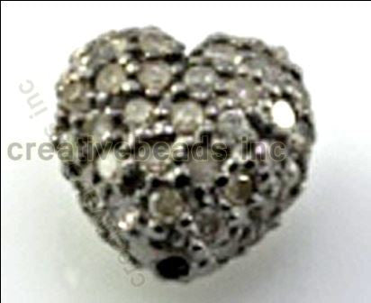 Nugget Shape silver pave diamond beads