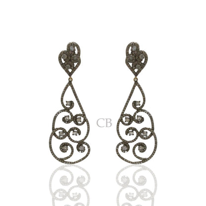 Diamond and Silver White Rainbow Moon Stone Earring