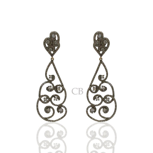 Diamond and Silver White Rainbow Moon Stone Earring