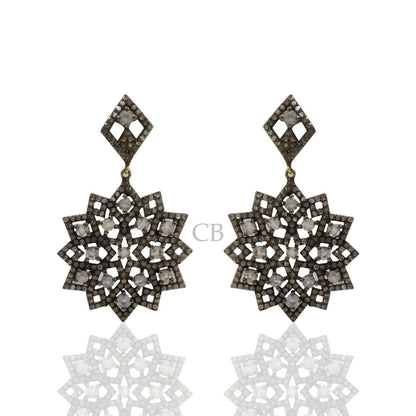 Rainbow Moonstone Diamond Earring